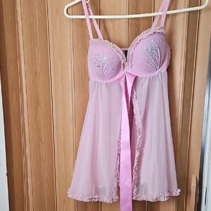 Victoria's Secret Pink Chemise with Rhinestone Accents